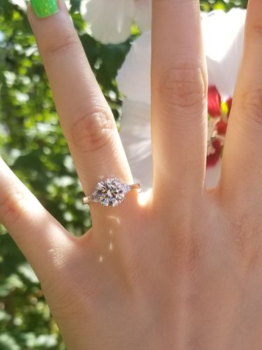 Customer photo review of 3-Stone 2ct CZ Ring in Sterling Silver