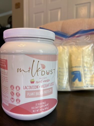 Customer photo review of Milk Dust Breastfeeding Protein Powder For Milk Supply, Vanilla Flavor - BACK IN STOCK!