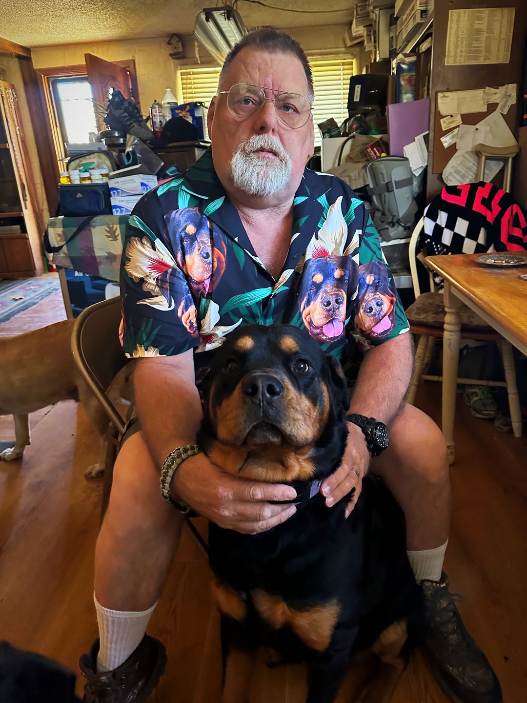Customer photo review of Custom Hawaiian Shirt For Dog Lovers | Personalized Puppy Lovers Gift | Leaves & Flowers Pattern Dark Green Color Aloha Shirt