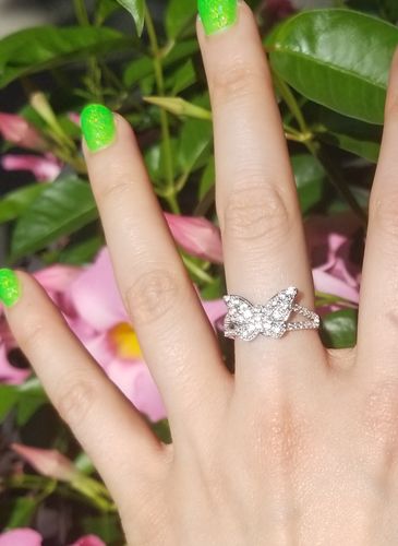 Customer photo review of Butterfly CZ Ring in Sterling Silver
