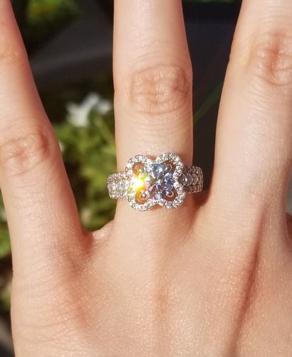Customer photo review of Flower CZ Ring in Sterling Silver