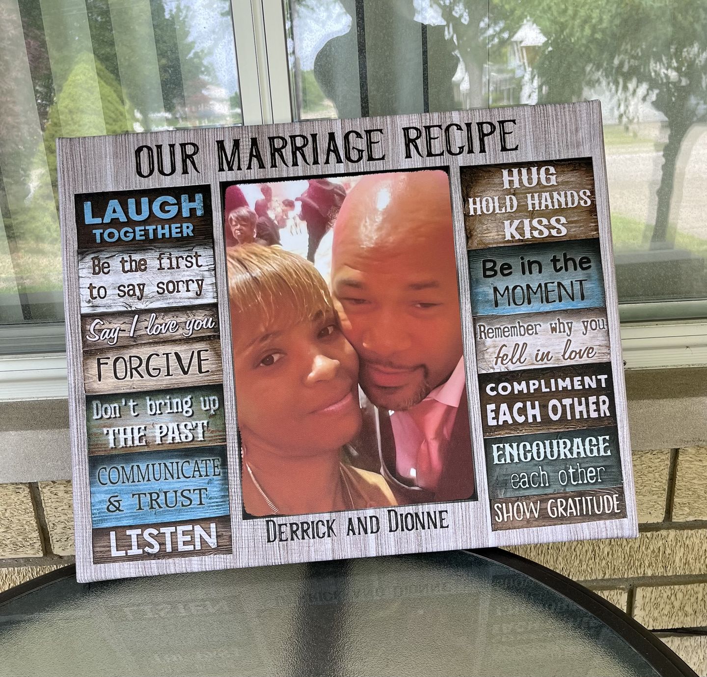 Customer photo review of Personalized Canvas Prints Custom Couple Photo and Name - For Our Forever Love - Marriage Recipe Dem Canvas