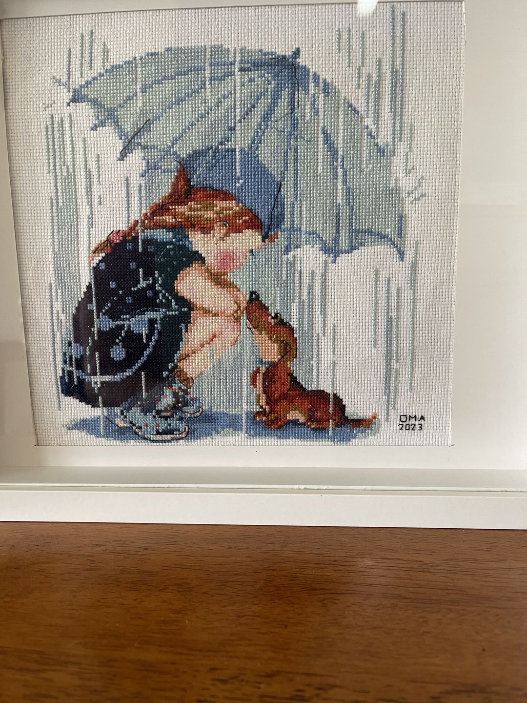 Customer photo review of Girls and dog in the rain