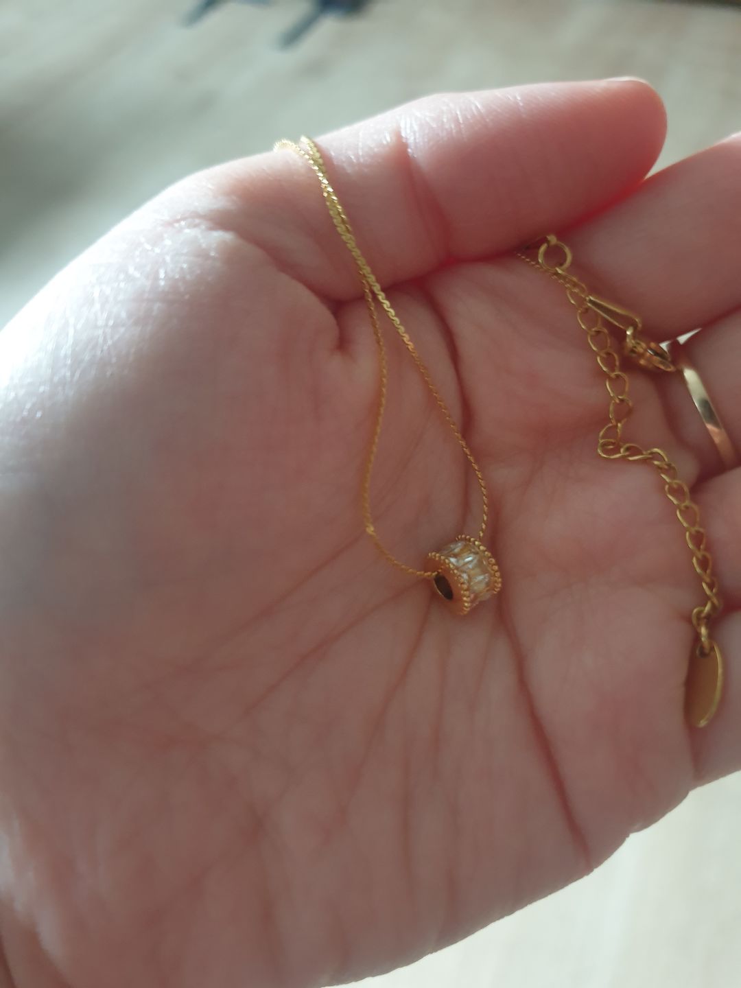 Customer photo review of Gigi Crystal 18K Gold Necklace