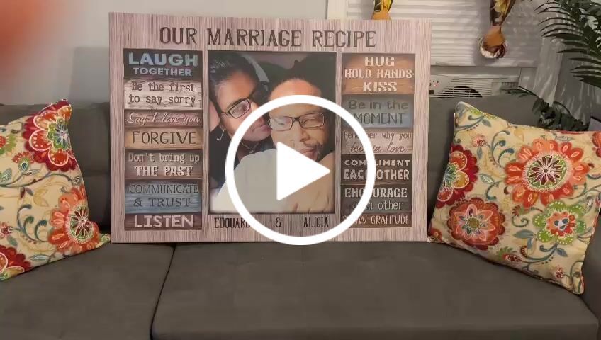 Customer video review of Personalized Canvas Prints Custom Couple Photo and Name - For Our Forever Love - Marriage Recipe Dem Canvas