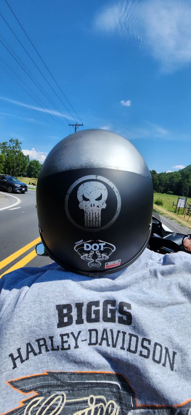 Customer photo review of Low Profile Reversible Polo ECE/AS/NZ Helmet - Punisher Skull