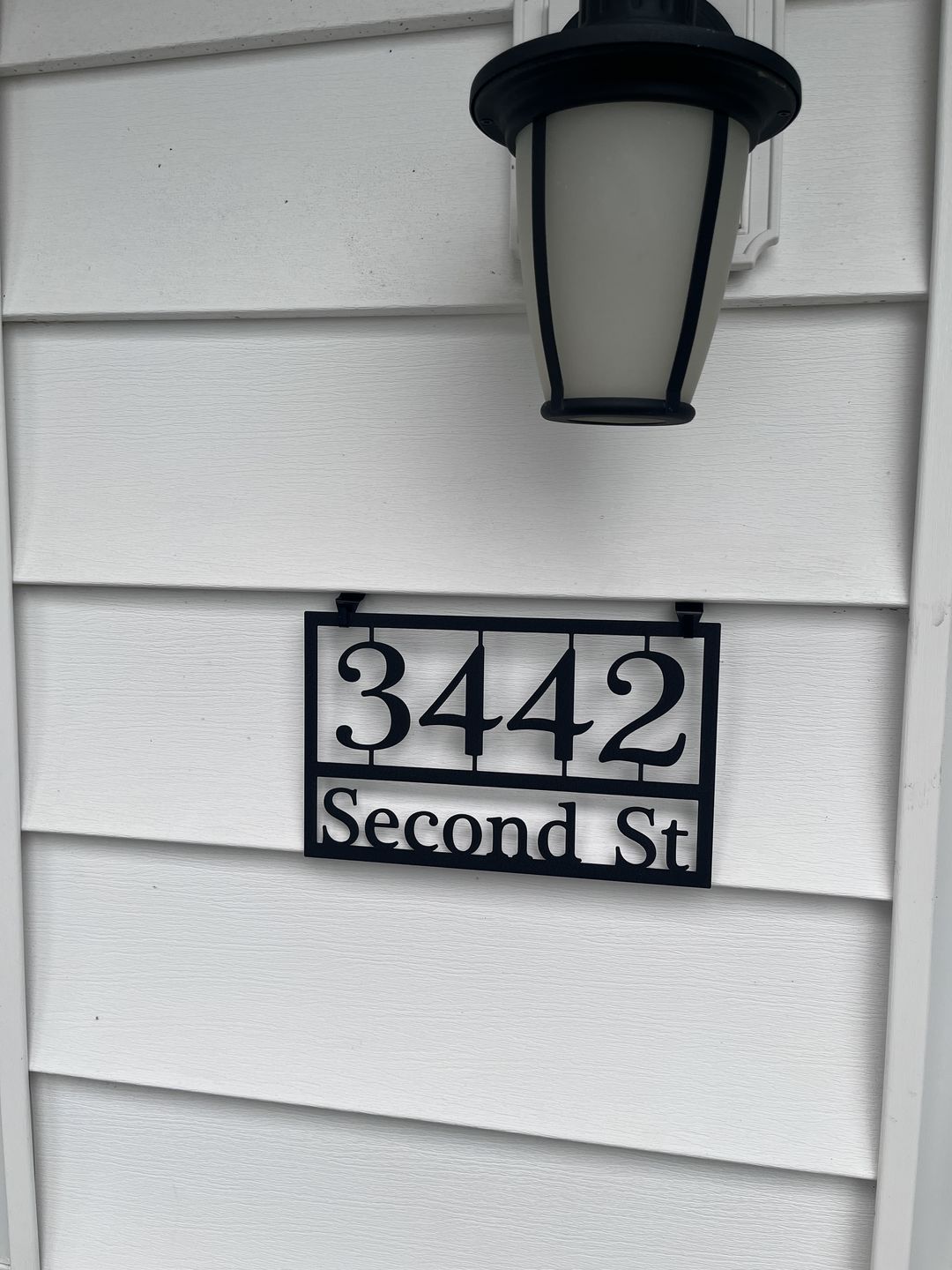 Customer photo review of Home Address Plaque - 3 Sizes - Personalized Metal Street Name and House Numbers Sign