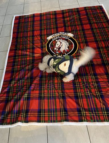 Customer photo review of Hepburn Clan Tartan Blanket, Family Crest Tartan Throw Blanket, Scottish Clan Tartan Plaid Blanket TS23