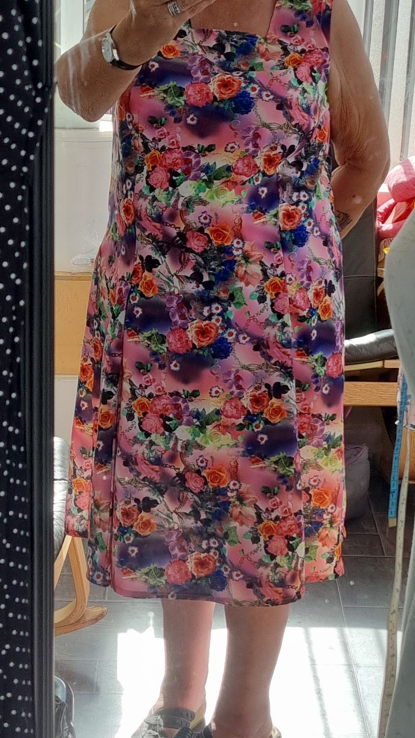 Customer photo review of Pink and Orange Floral Cotton-Touch Polyester Fabric