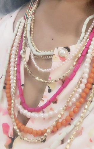 Customer photo review of Rubans Voguish Multicolour Beaded Necklace With Layered Design