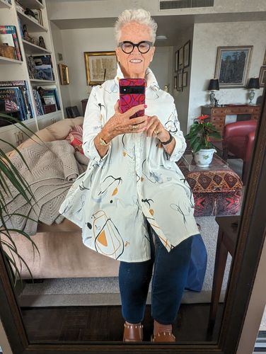 Customer photo review of Plus Size - Printed Single Breasted Polo Collar Shirt