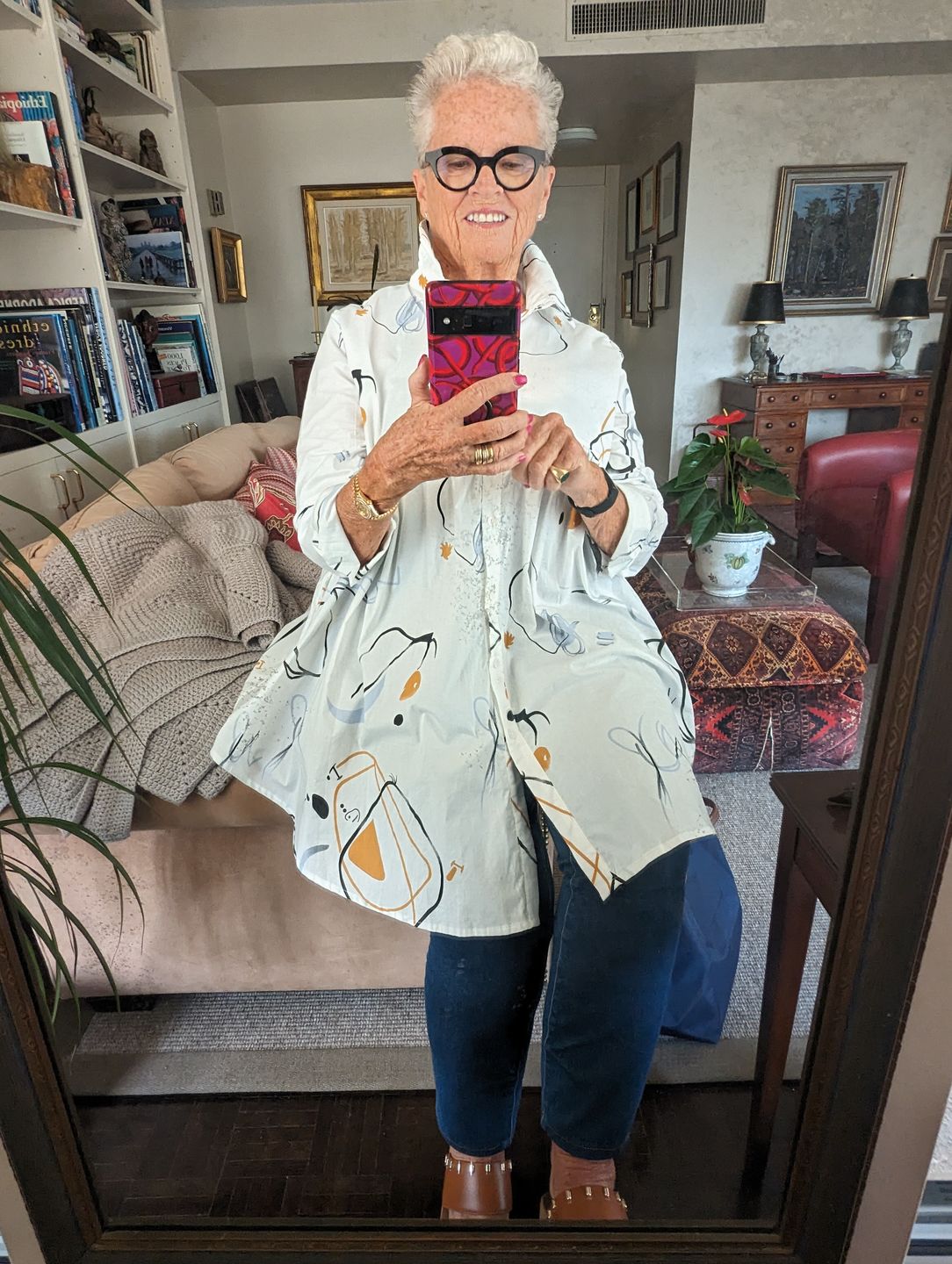 Customer photo review of Plus Size - Printed Single Breasted Polo Collar Shirt