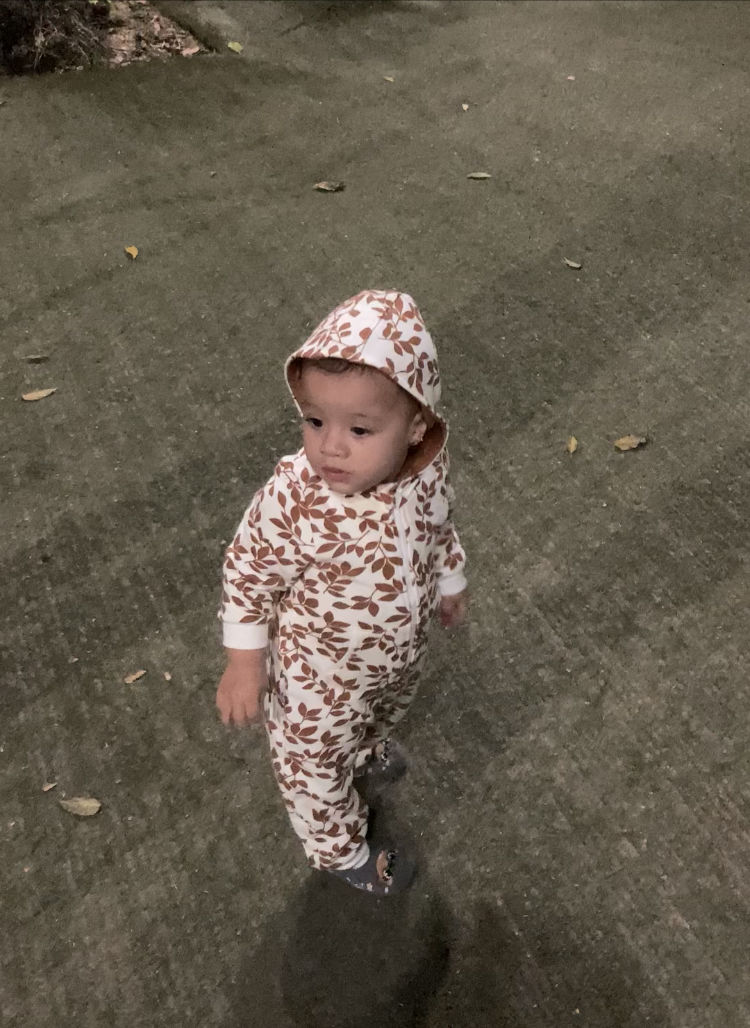Customer photo review of Macacão Bebê Capuz e Ziper Unissex Moletom Peluciado | Laurel