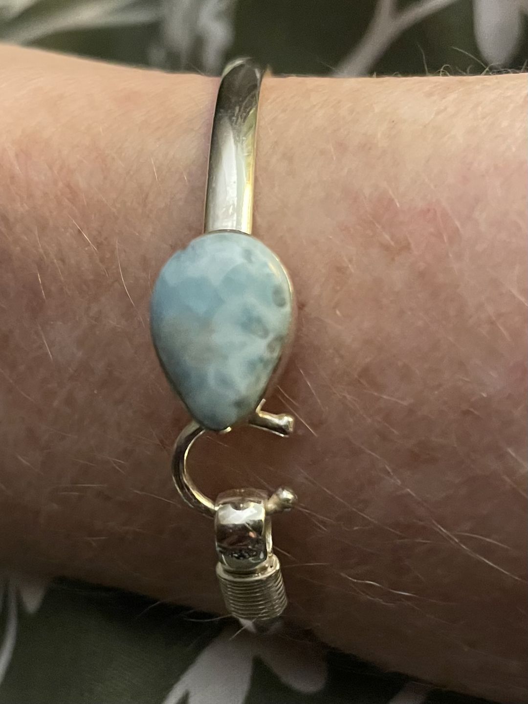 Customer photo review of Sound of Freedom Larimar Stone Bracelet