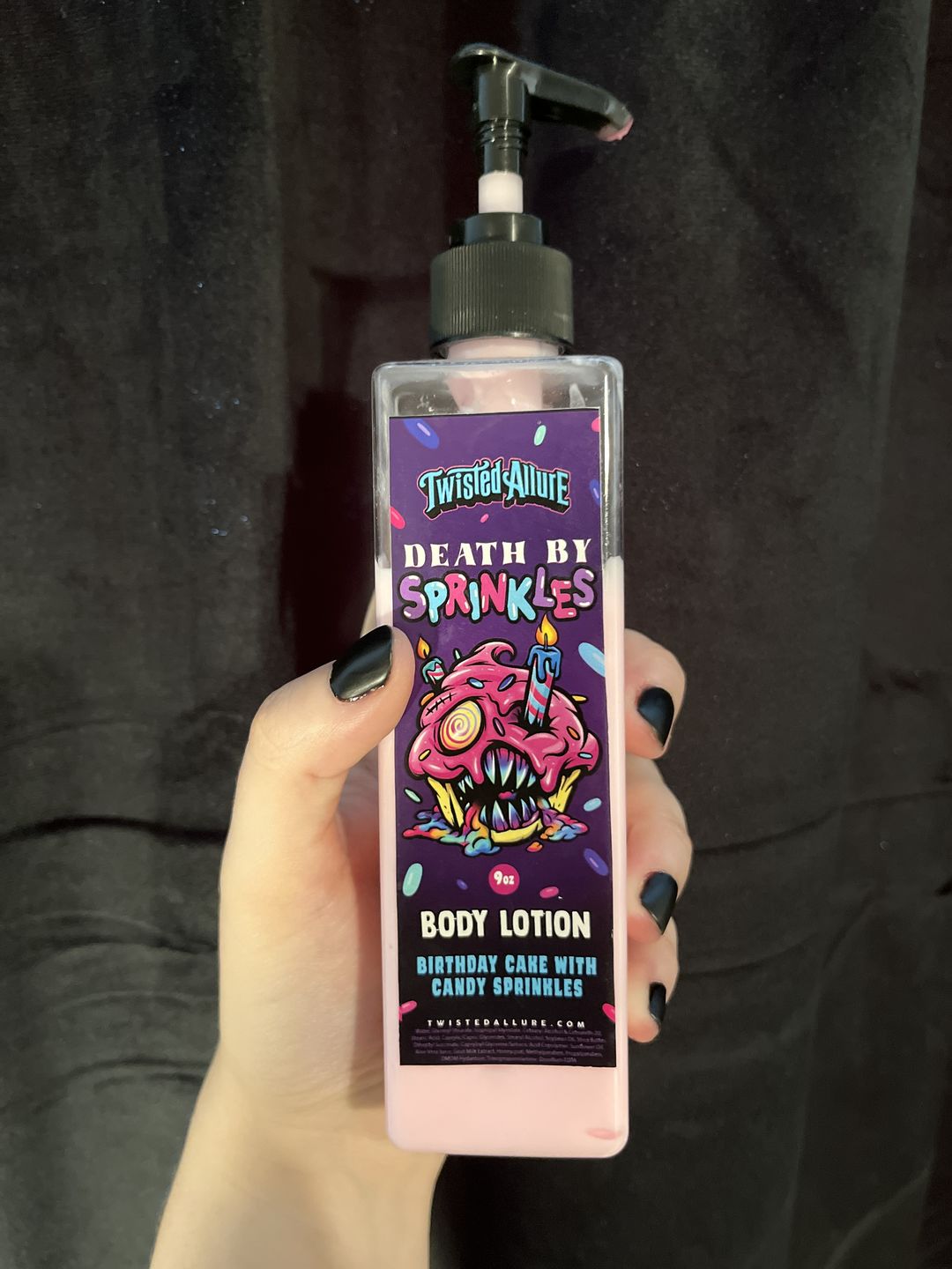 Customer photo review of Death by Sprinkles Body Lotion (Birthday Cake)