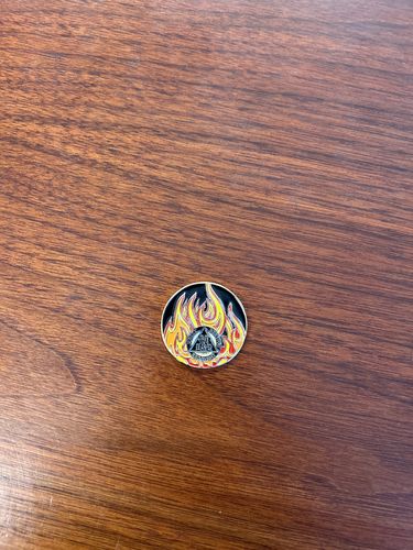 Customer photo review of 1 to 40 Year Sobriety Mint Twisted Flames Gold Plated AA Recovery Medallion/Chip/Coin - Black/Red/Orange/Yellow