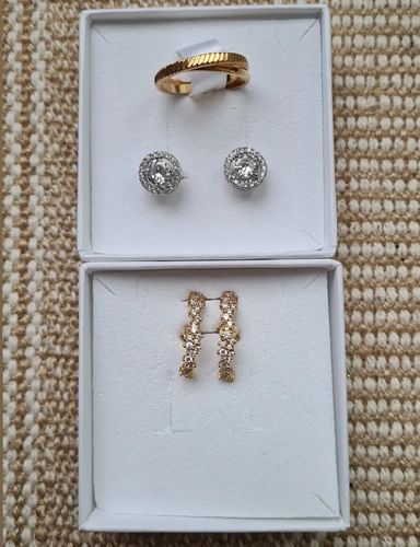 Customer photo review of Silver Cubic Zirconia Stud Earrings