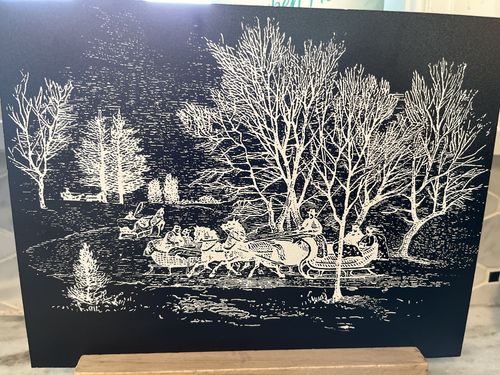 Customer photo review of Winter Scene - Mesh Stencil 8.5x11