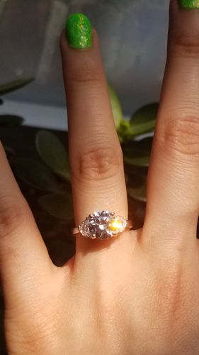 Customer photo review of 3-Stone 2ct CZ Ring in Sterling Silver