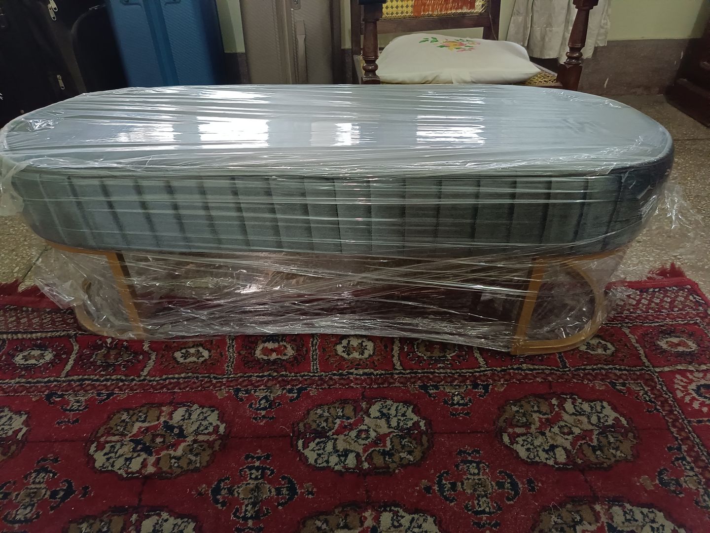 Customer photo review of Luxury 3 Seater Bedroom Steel Stool -985