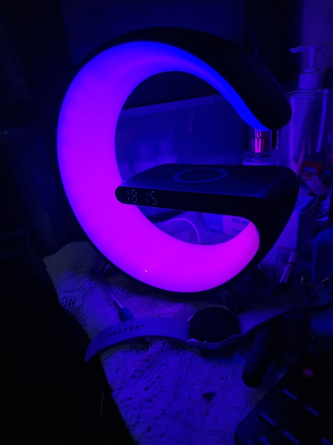 Customer photo review of LitLamp™ 4-in-1 Alarm Clock, Mood Light, Speaker & Wireless Charger