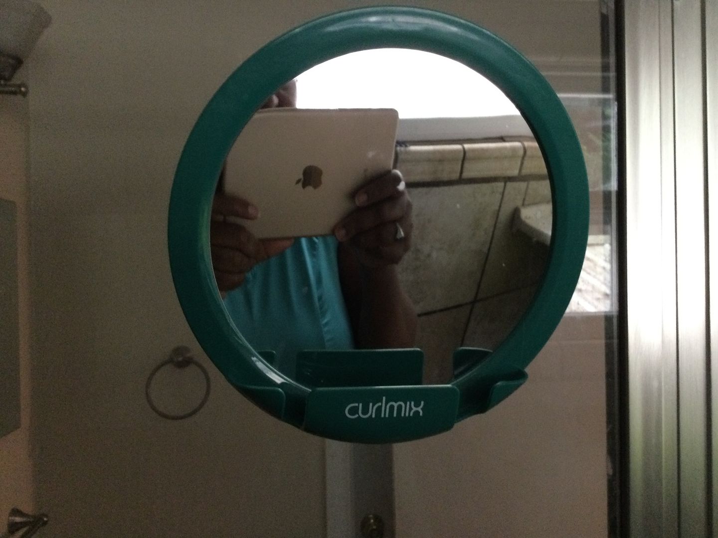 Customer photo review of CurlMix Anti Fog Shower Mirror for Curly Hair