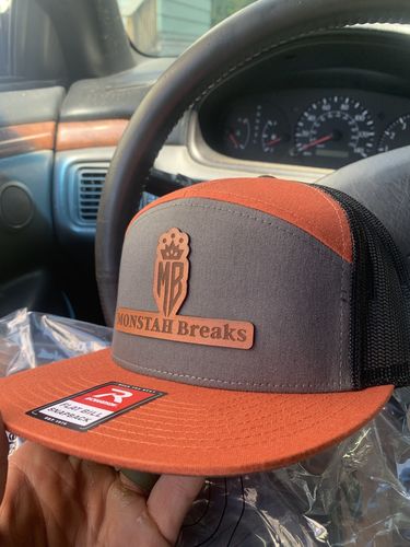 Customer photo review of Flat Bill Seven-Panel Leather Patch Hat - Richardson 168