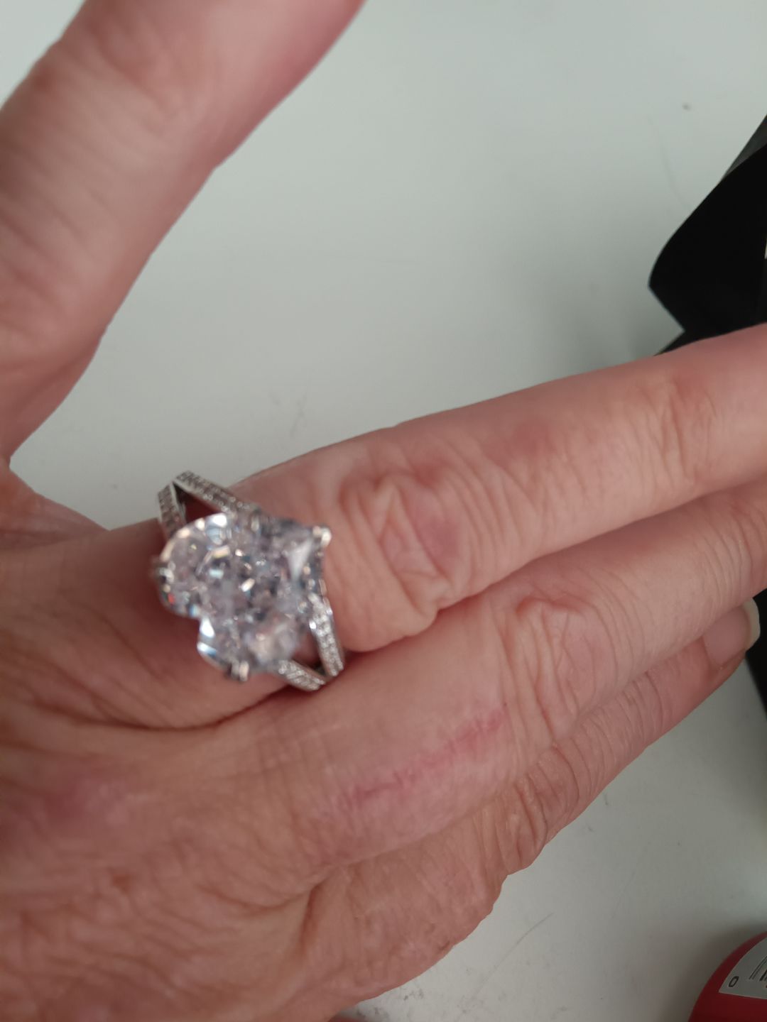 Customer photo review of Louily Exquisite 5.0 Carat Heart Cut Engagement Ring In Sterling Silver
