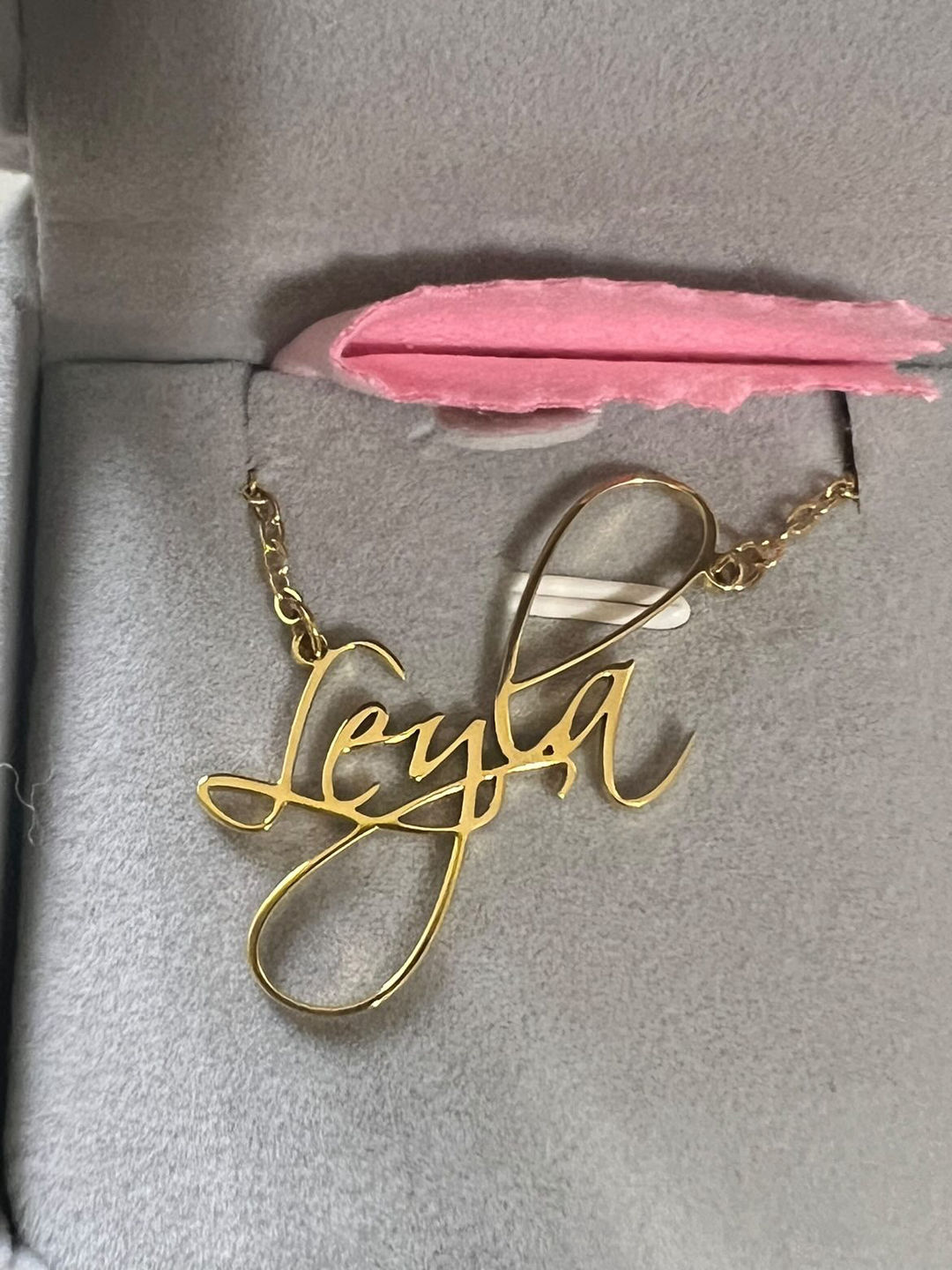 Customer photo review of Script Name Necklace