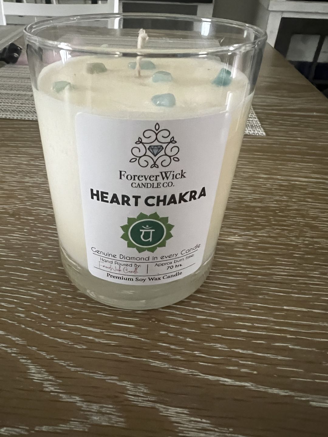 Customer photo review of Heart Chakra - Crystal & Diamond Candle