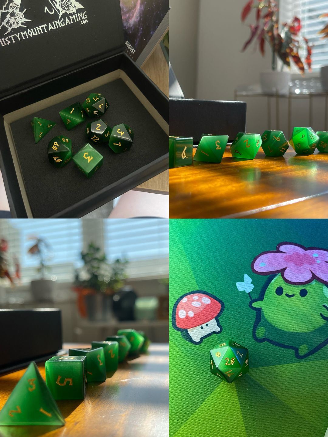 Customer photo review of GREEN CAT'S EYE STONE DICE SET