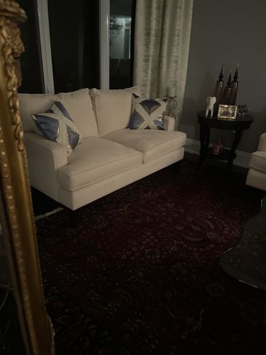 Customer photo review of Blue & Gold Abstract Pillow Cover (Set of 2)