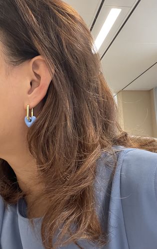 Customer photo review of Enamel Glaze Heart Earrings