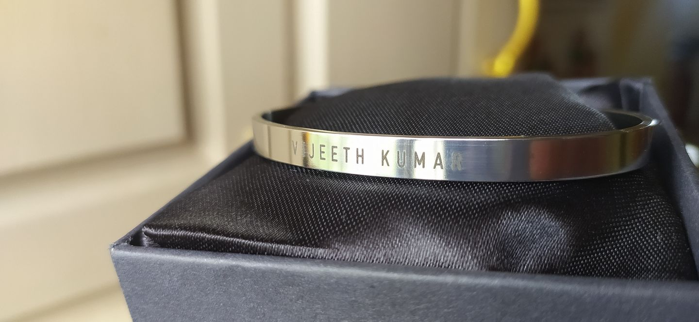 Customer photo review of Personalised Silver Kada