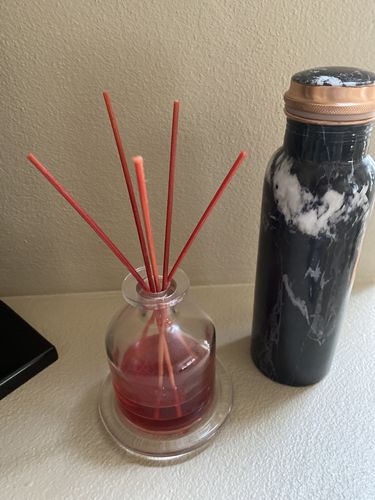 Customer photo review of Black Meena Print Copper Water Bottle
