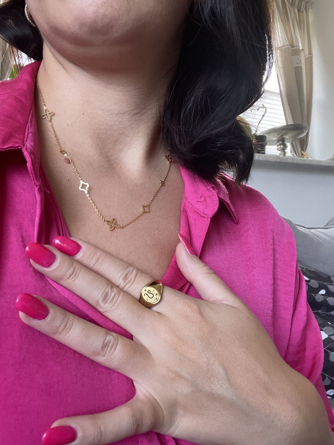 Customer photo review of Fancy Clover Kette | 18K vergoldet