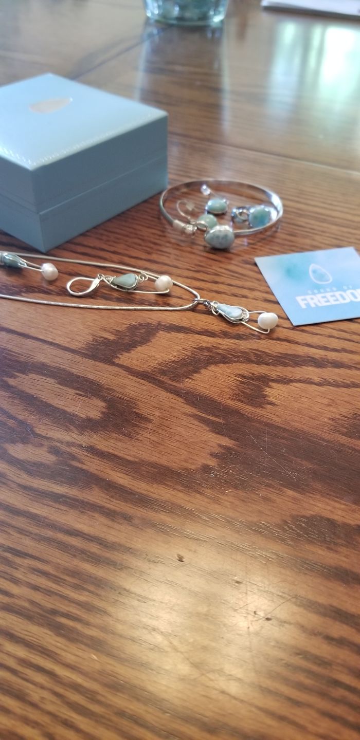 Customer photo review of Sound of Freedom Larimar Stone Bracelet