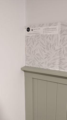 Customer photo review of Sage Green Leaves Wallpaper