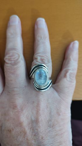 Customer photo review of Sterling Silver Large Moonstone Boho Ring