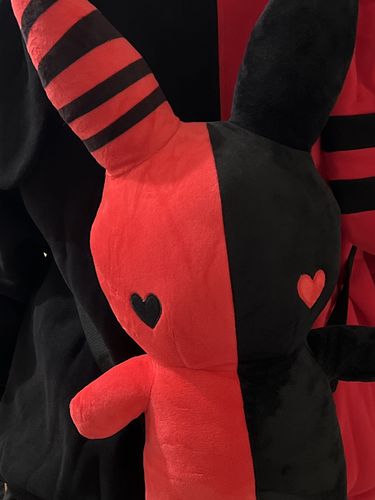 Customer photo review of Bunny Plush Backpack 20" (RED/BLACK)