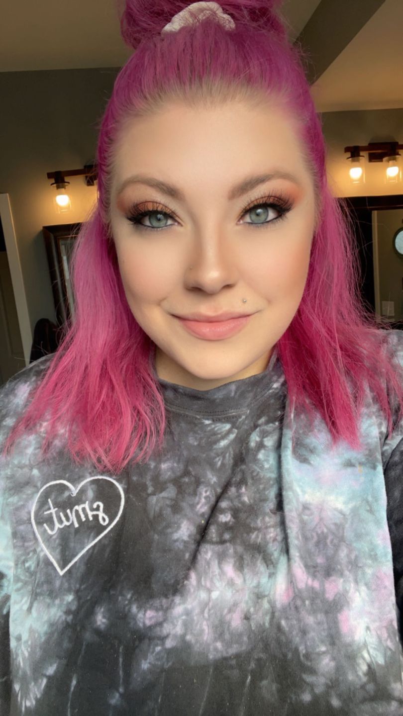 Customer photo review of smut heart embroidered oversized tie-dye t-shirt