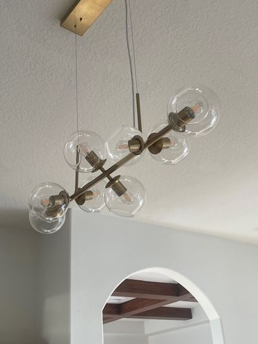 Customer photo review of Mid-Century Modern Glass Globe Linear Chandelier
