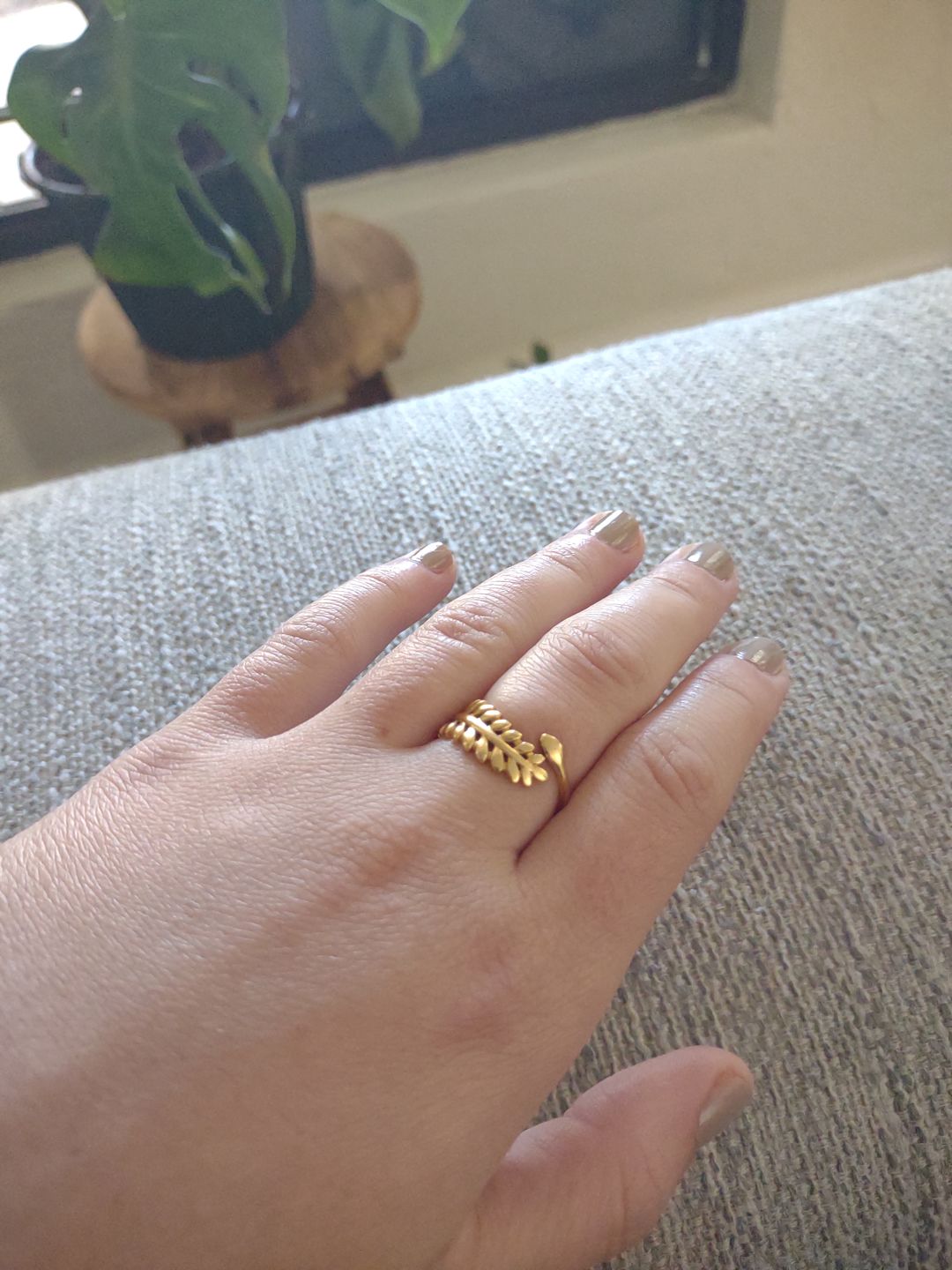 Customer photo review of 18K Gold-Filled Olive Leaf Ring