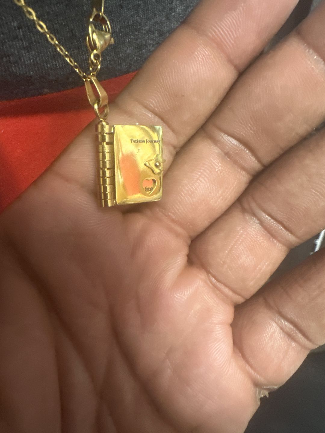 Customer photo review of Personalized Book Locket Necklace