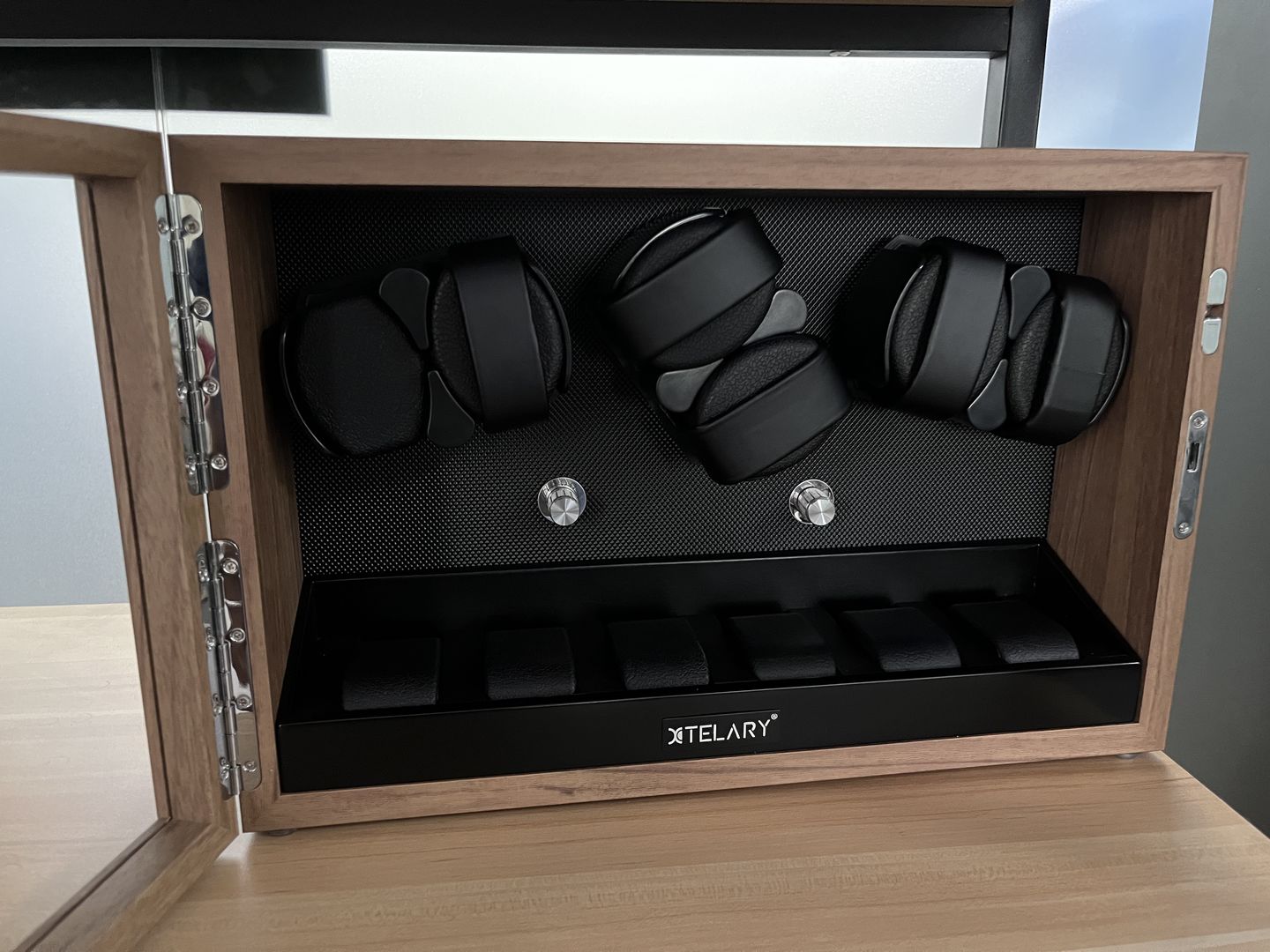 Customer photo review of Automatic Watch Winders with Extra Storage Space Aurora Blue LED Light