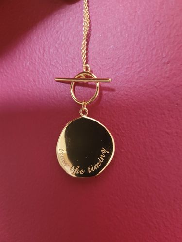 Customer photo review of Trust The Timing Necklace (Gold)