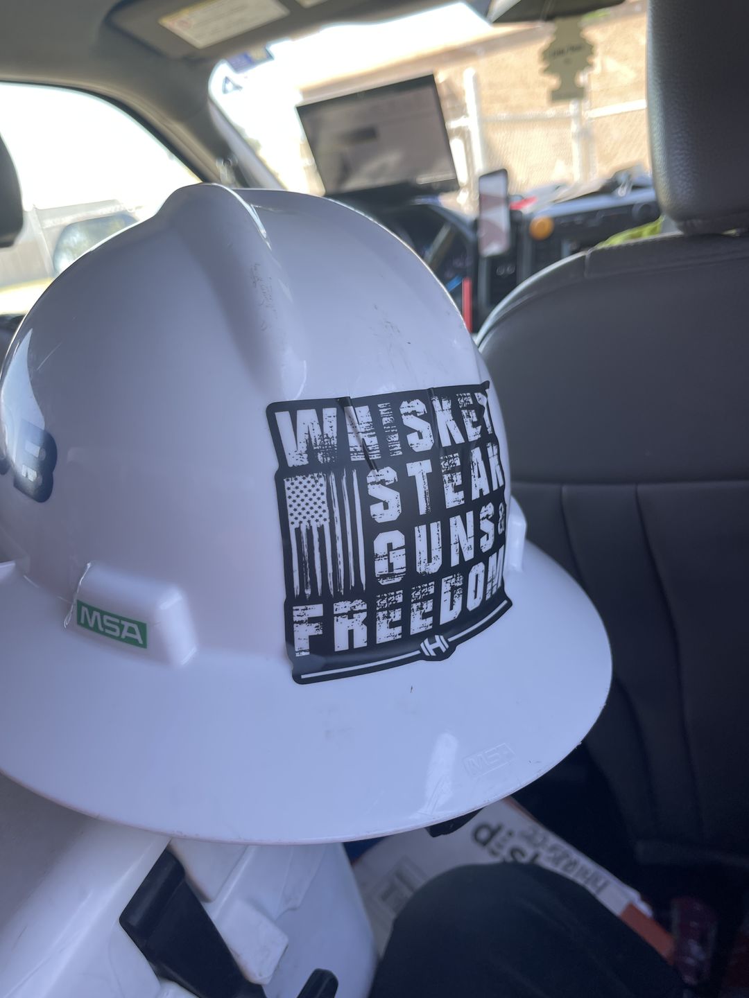 Customer photo review of Whiskey Steak Freedom Decal