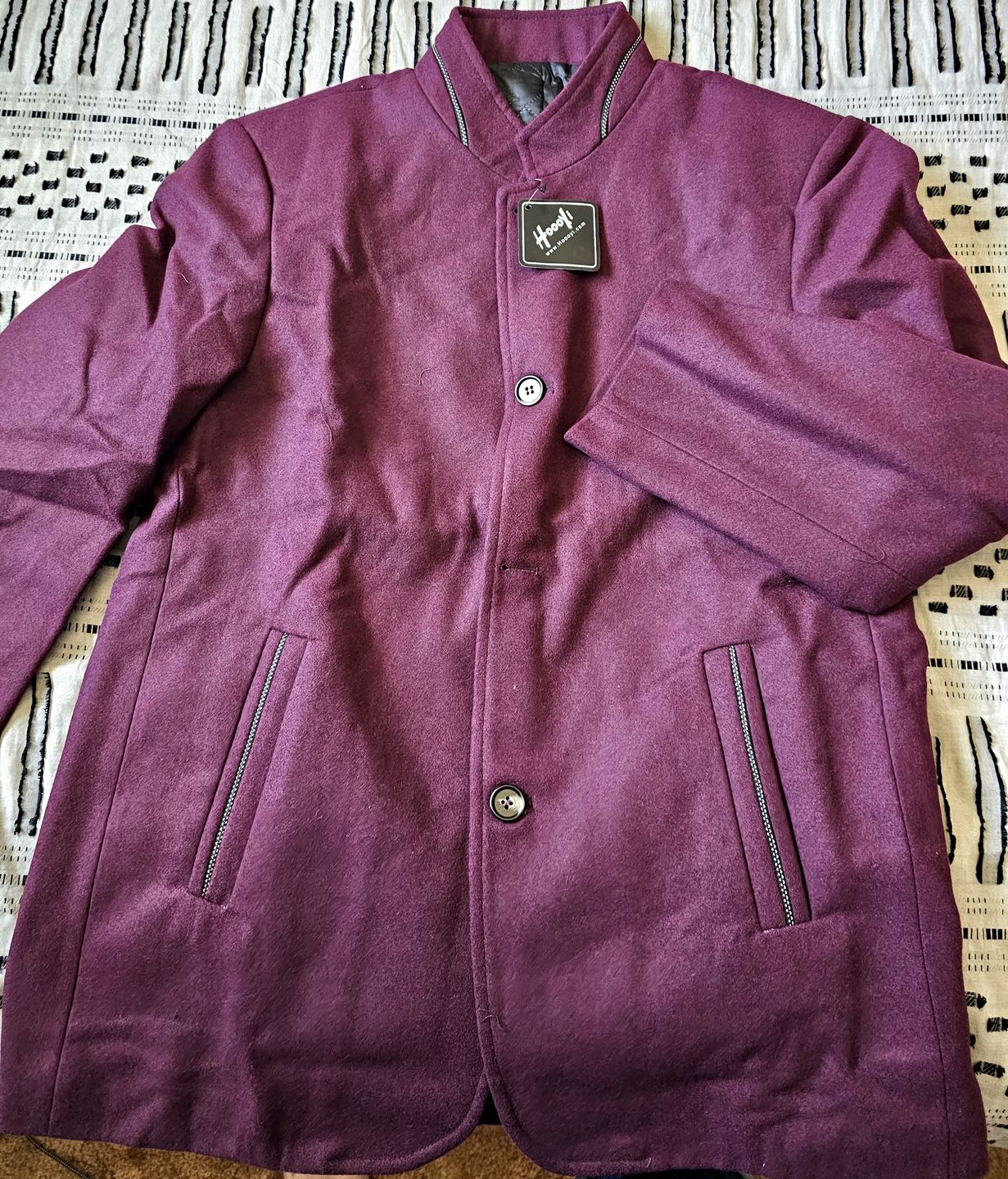 Customer photo review of Stand Collar Wool Blended Blazer