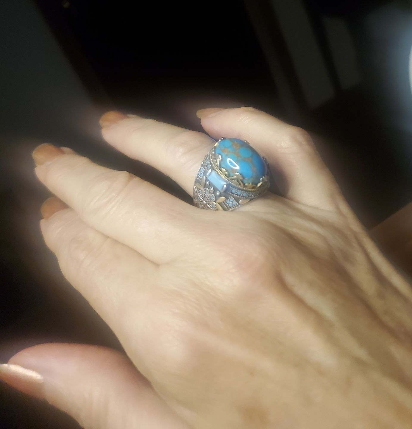 Customer photo review of The Queen's Sterling Silver Turquoise Ring for Women