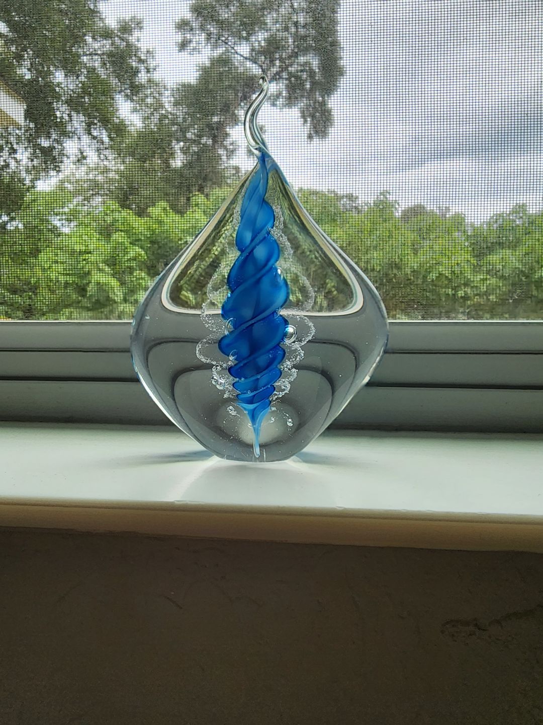 Customer photo review of Memorial Glass Flame with Cremation Ashes